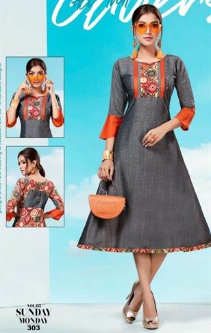 Kinti  by Sunday Monday vol 3 collection. 2 In 1 Kurti 