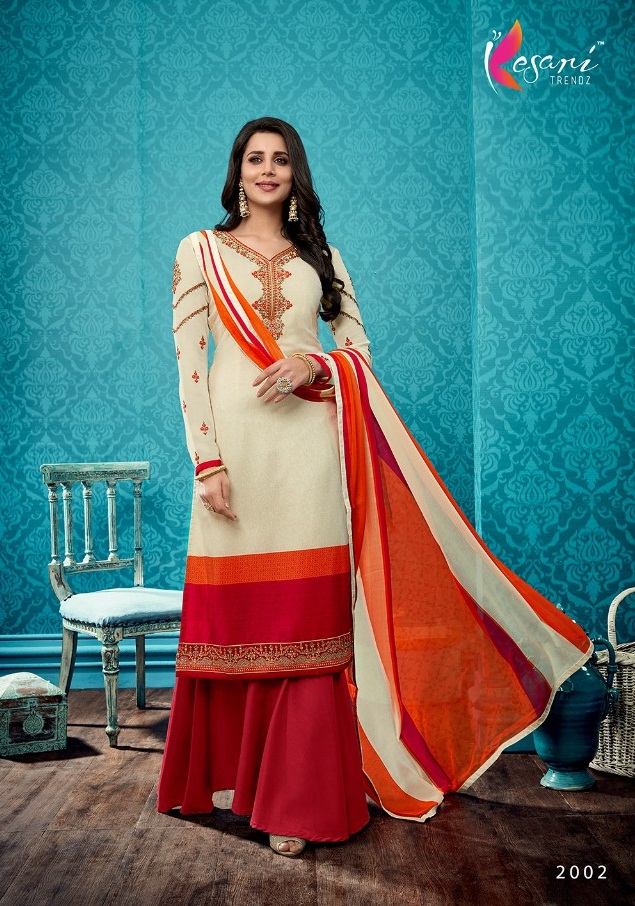 French Crepe 2 Kesari Salwar Kameez