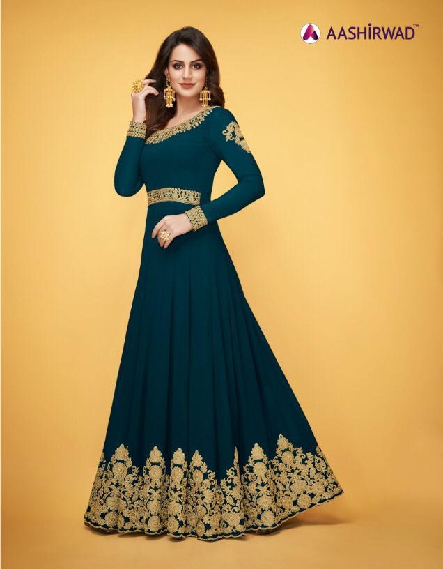  PAKHI GOLD  AASHIRWAD anarkali and party wear  suit  set
