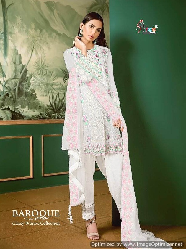Baroque Classy White  pakistani salwar suit catalogue 