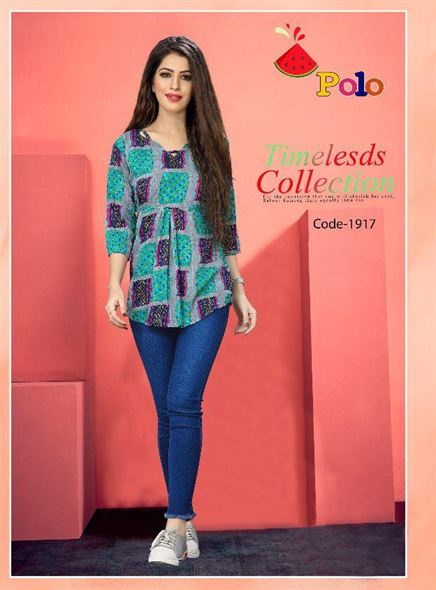 Polo by watermelon printed rayon western top catalogue 