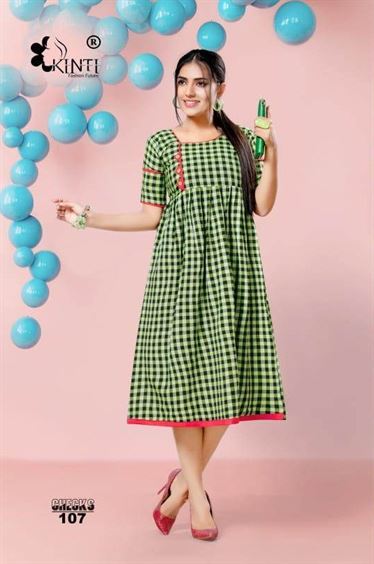 Handloom Checks by kinti fashion causal wear kurtis catalogue 