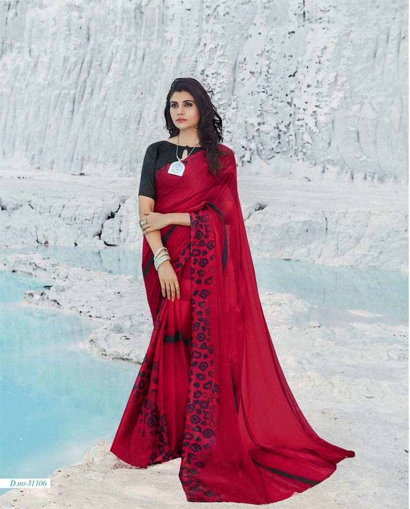 Sanskar Present Sunahari Georgette Printed Saree Collection