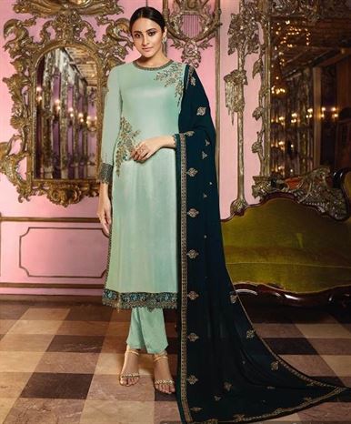 Fiona present Norita Satin Georgette Heavy Festive Wear Salwar Suits collection