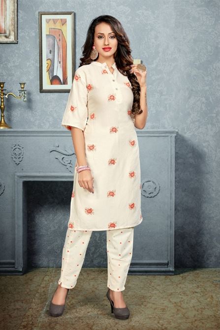 Sitka present 3503 White Rayon Kurti With Pant collection. 