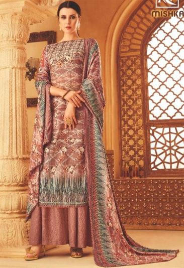 Alok by Mishka Pure Wool Pashmina Designer Dress Material