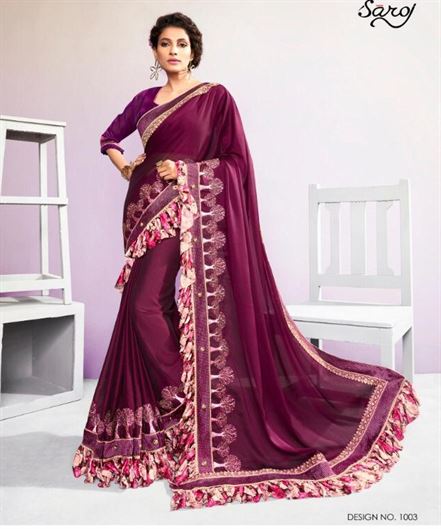 Saroj by Tani Bani Designer Silk Digital Satin Patta Sarees catalogue