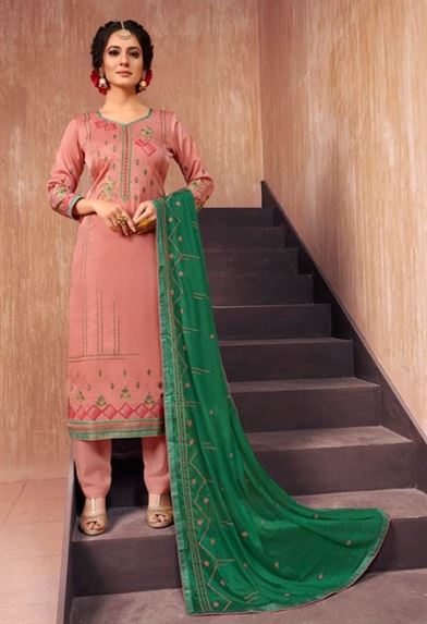 Kalarang  present  Alvira 2 Designer Modal Satin Fancy Embroidered Dress Material