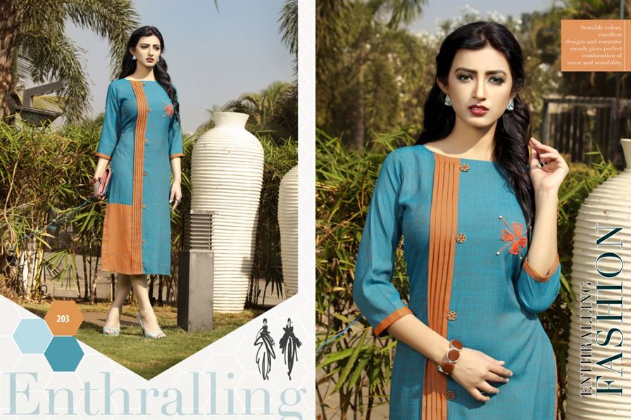 ALIYA VOL-2 BY KINTI 101 TO 108 SERIES FANCY RAYON STITCHED KURTIS