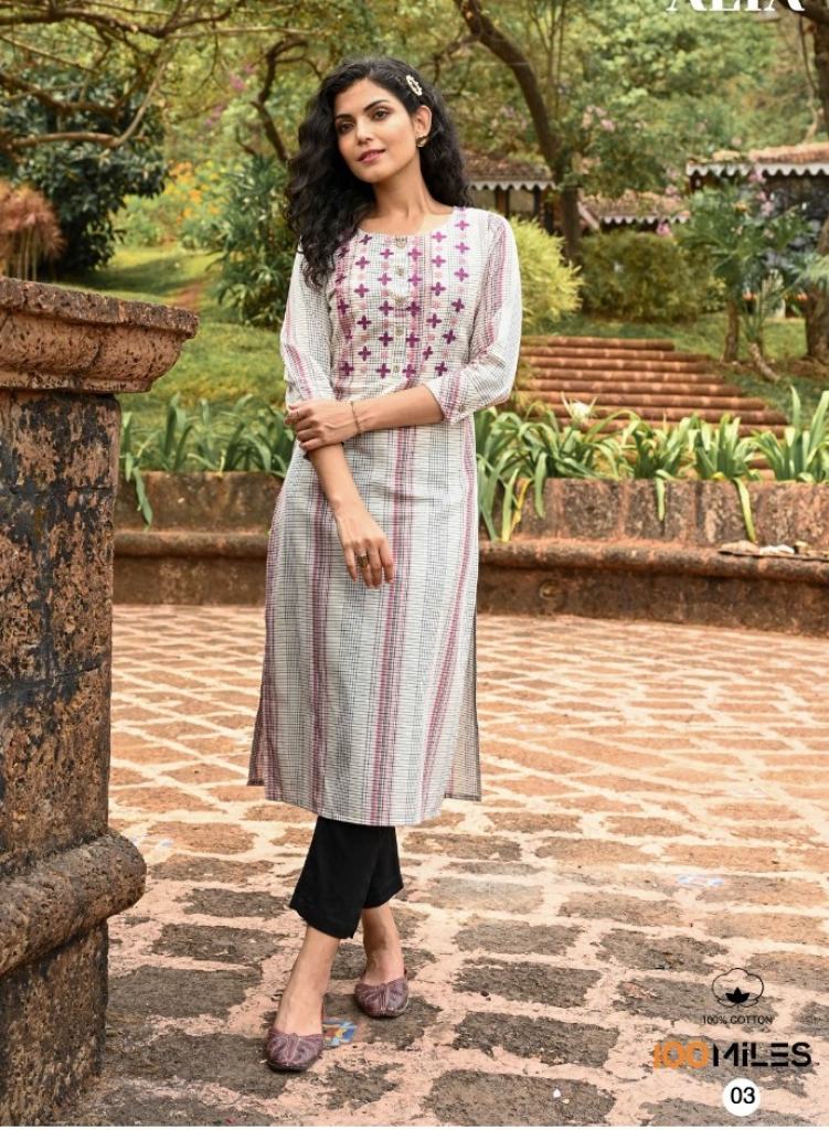 100 Miles Alia Embroidery Stylish Designer Kurti Collection