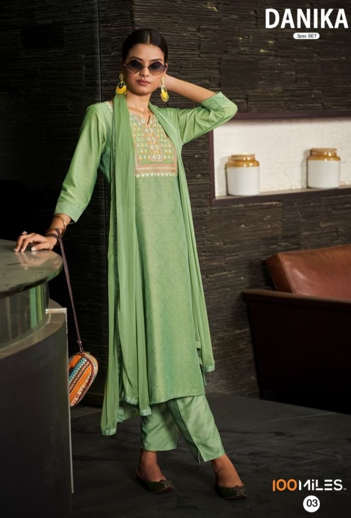 100 Miles Danika Casual Wear Kurti Pant With Dupatta