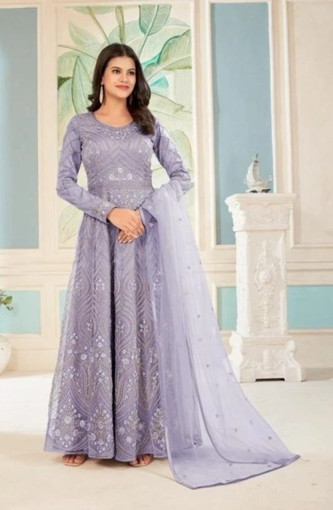 1004 Master Color Net With Embroidery Anarkali Suits