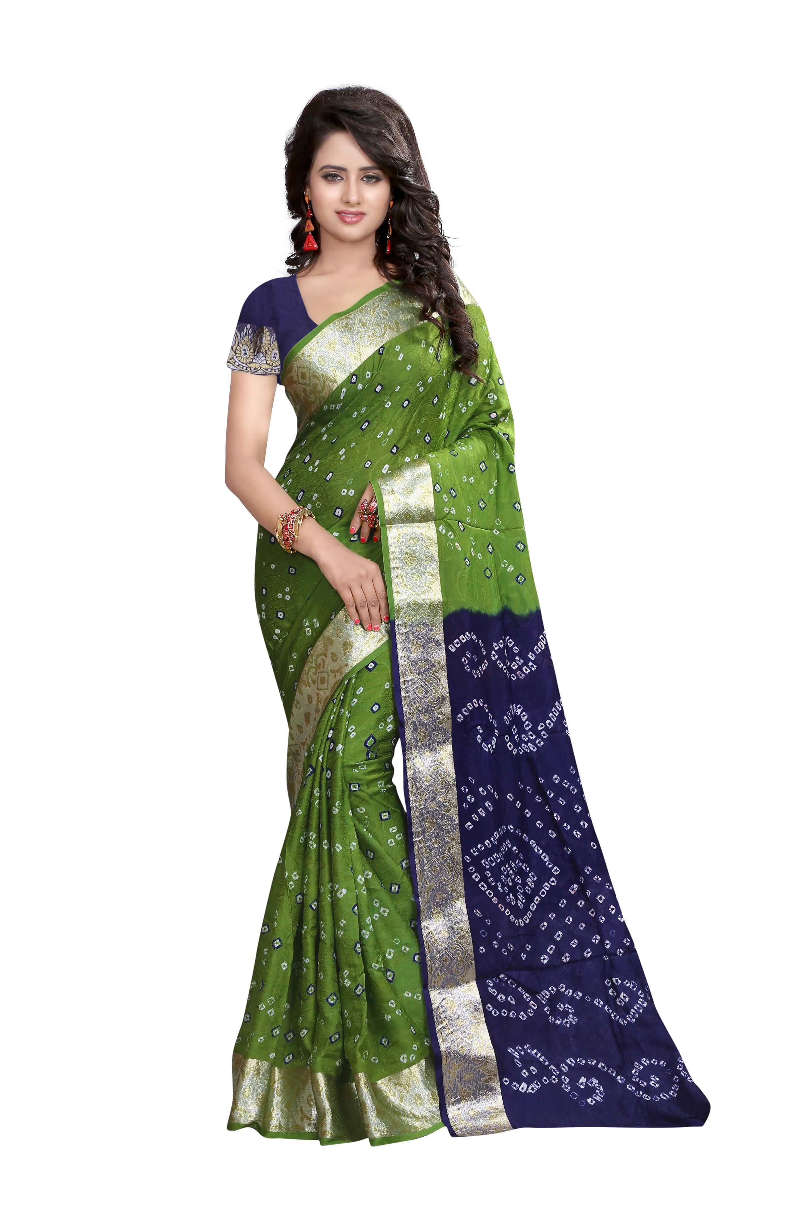  Cotton Silk Bandhej Womens Bandhani Saree 