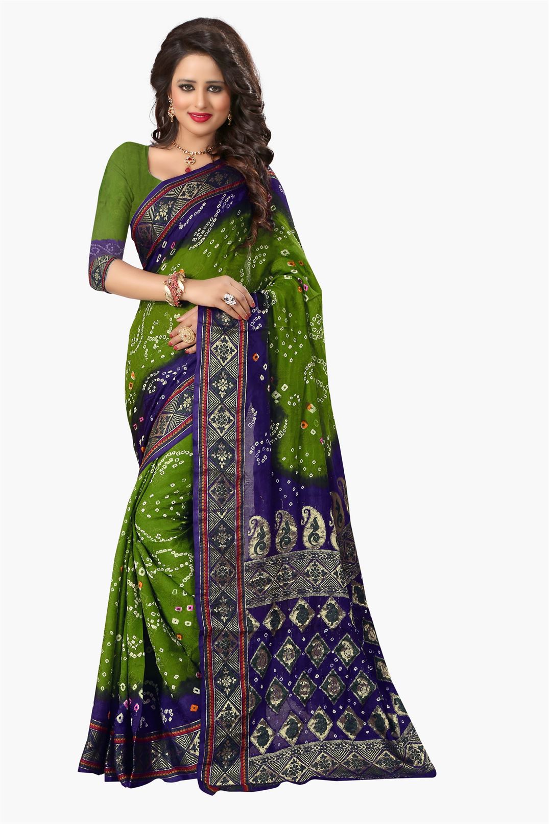  Cotton Silk Bandhej Womens Bandhani Saree 