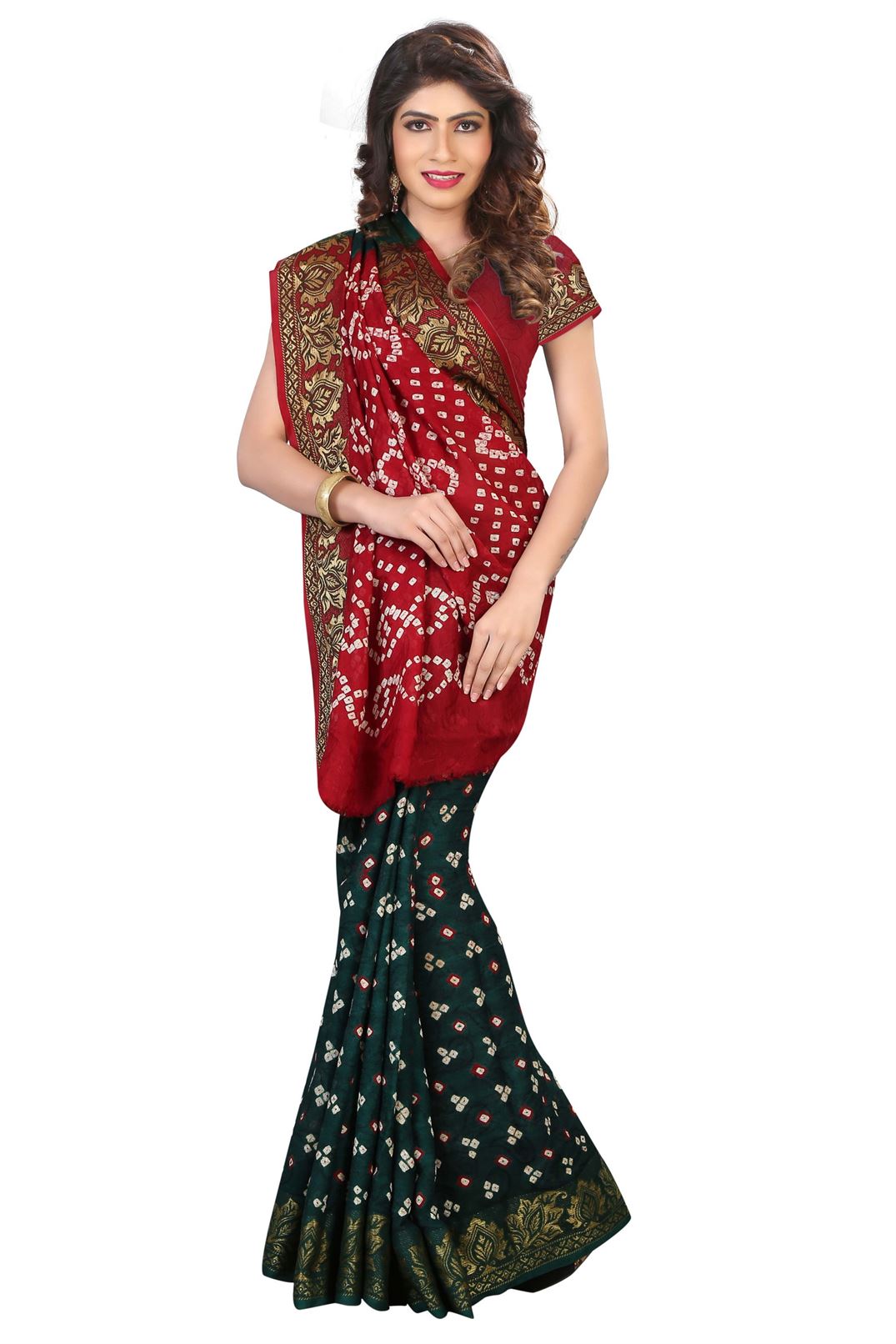 Cotton Silk  Bandhej Womens Bandhani Saree 