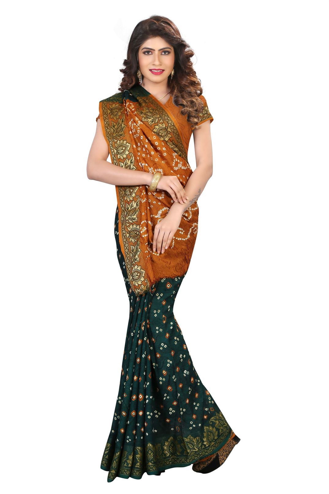 Cotton Silk Bandhej Womens Bandhani Saree