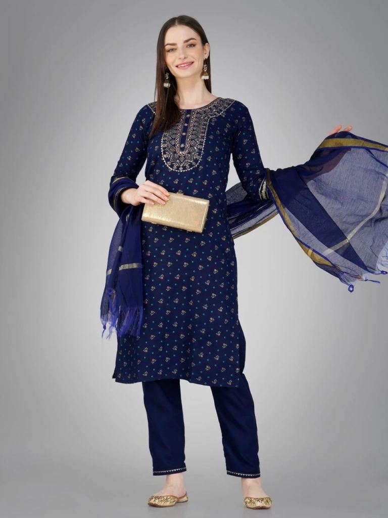 1117 Cotton Magic Slub Kurti With Bottom Dupatta Set