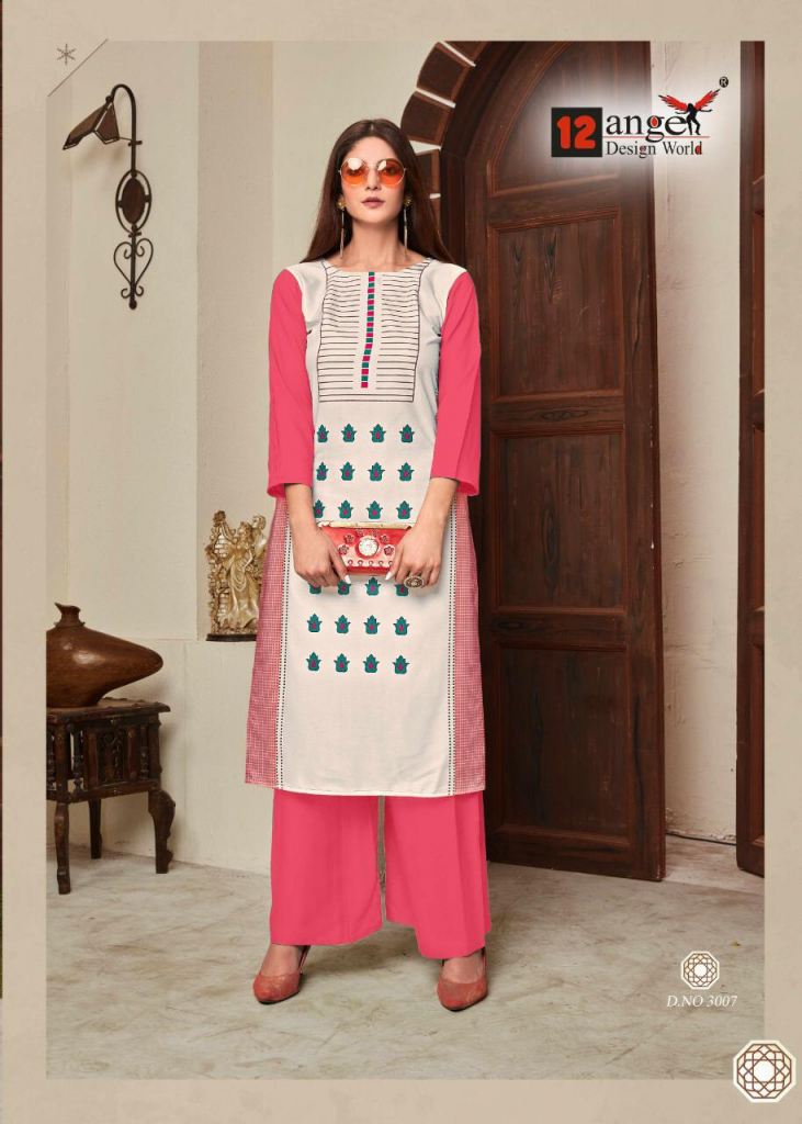 12 Angel  Heritage vol 8  Kurti with Plazzo  manufacturer Designer kurti catalog 