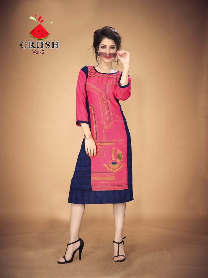 CRUSH-2 CAUSAL WEAR printed kurti catalogue 