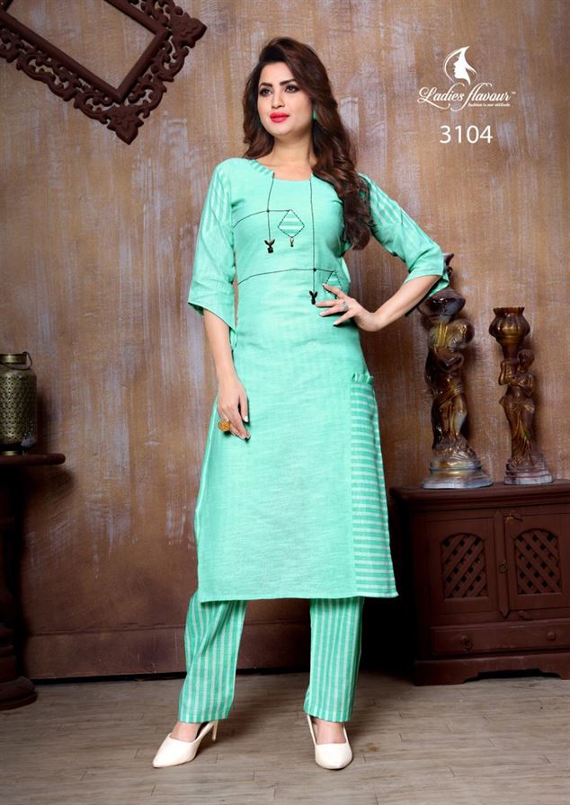 Ladies Flavour Him-cream designer kurti set
