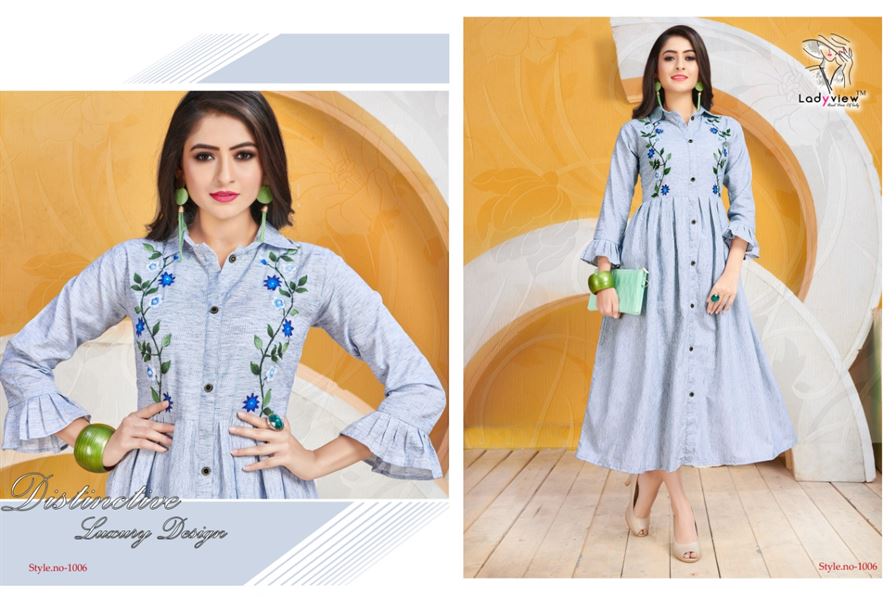 Ladyview hand print kurti catalogue