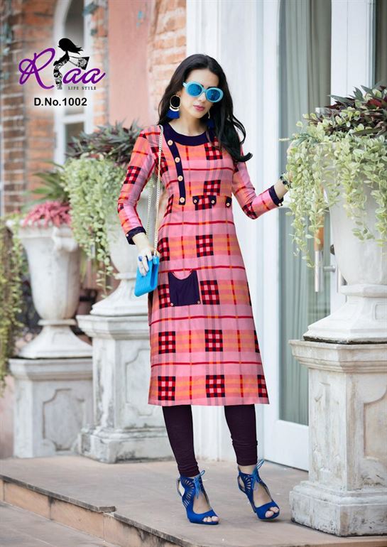 Checks designer kurti set
