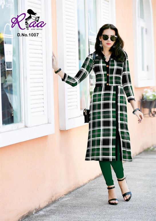 Checks designer kurti set