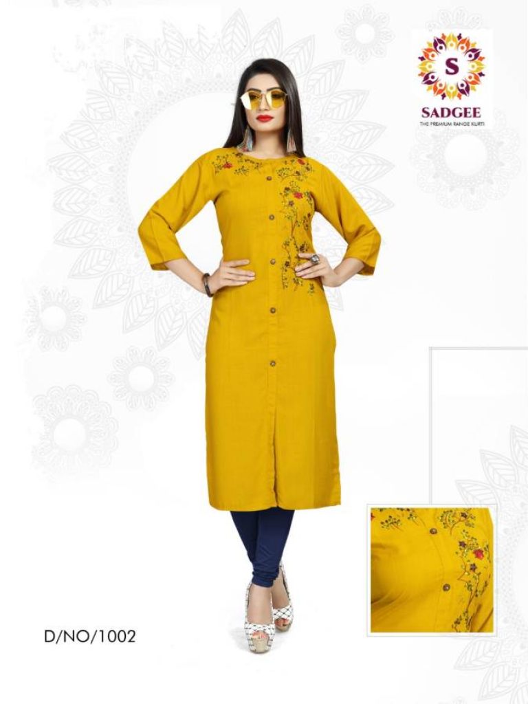 SADGEE MAITRI PLAIN RAYON LITTLE EMBROIDERED 