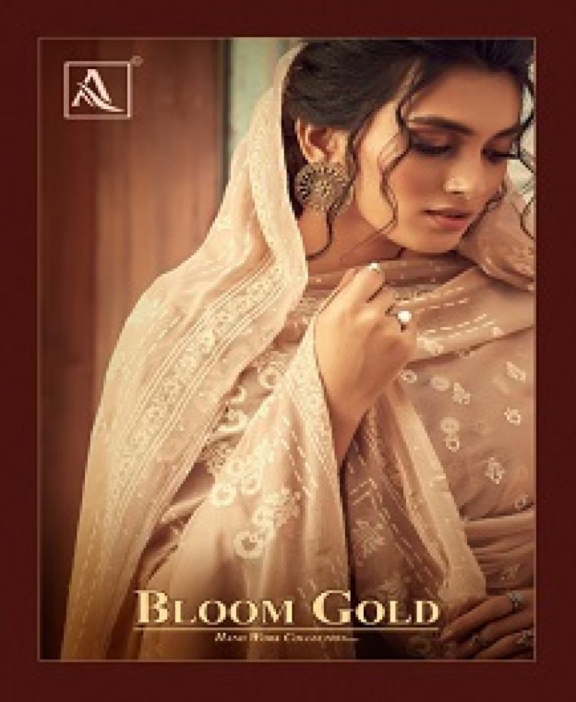 ALOOK BLOOM GOLD 2 DESIGNER KHATLI WORK LAWN