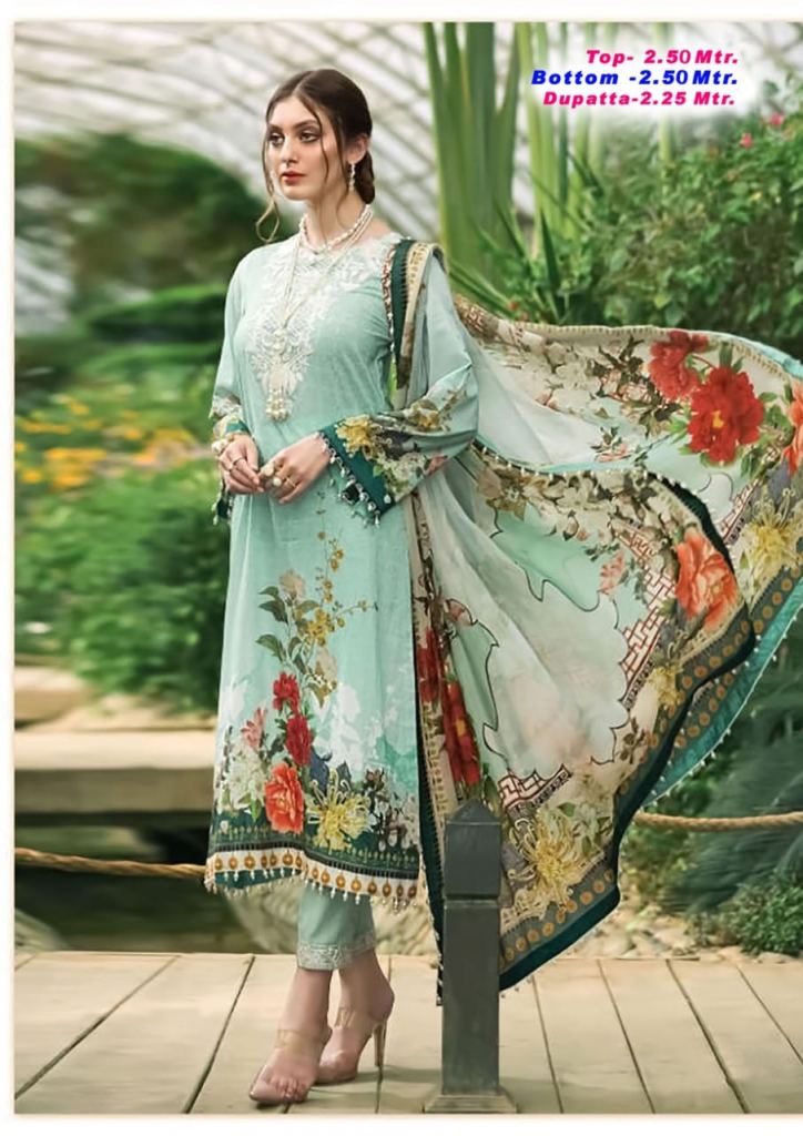 Buy Madeesh Pakistani Suit for Women, Karachi Printed Cotton Top, Cotton  Bottom, Karachi Printed Dupatta, Pakistani Concept Cotton Dress Material,  Pakistani suits designer Dress Material at Amazon.in