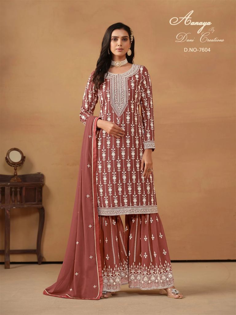 Aanaya Vol 7600 Designer Party Wear Georgette With Thread Work Salwar Suits
