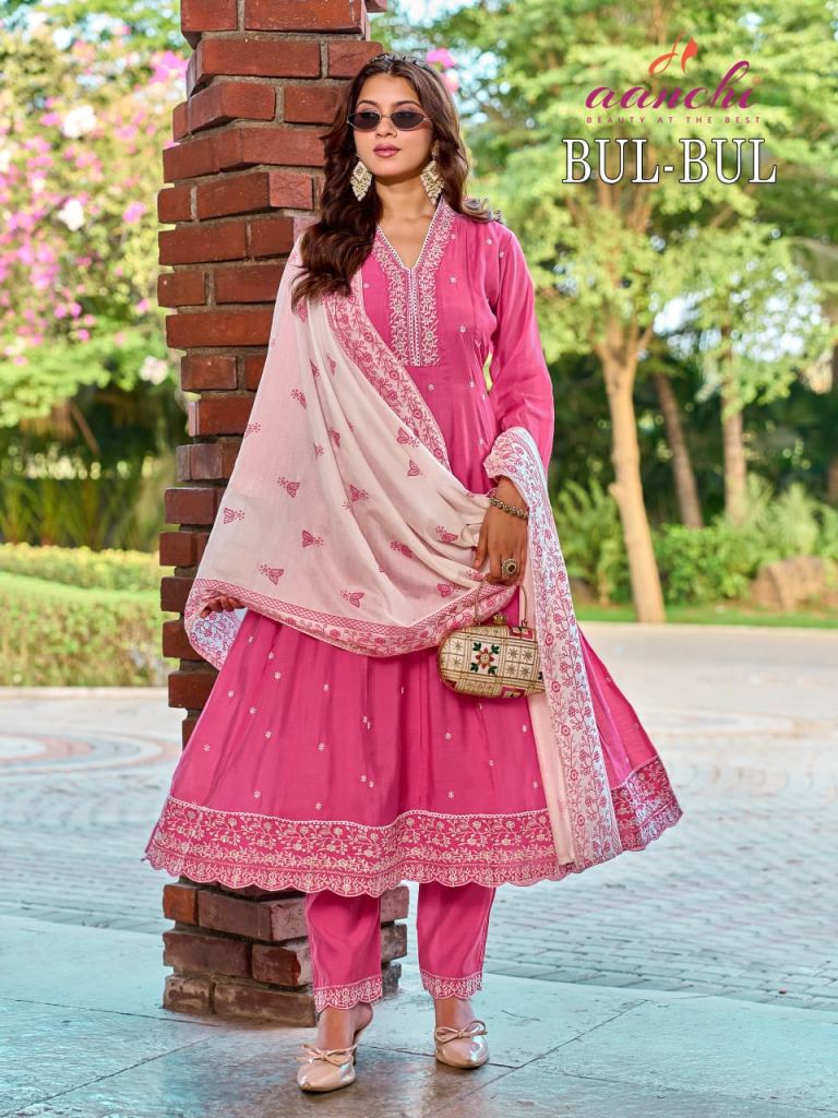 Aanchi Bul Bul Embroidered Kurti With Bottom Dupatta