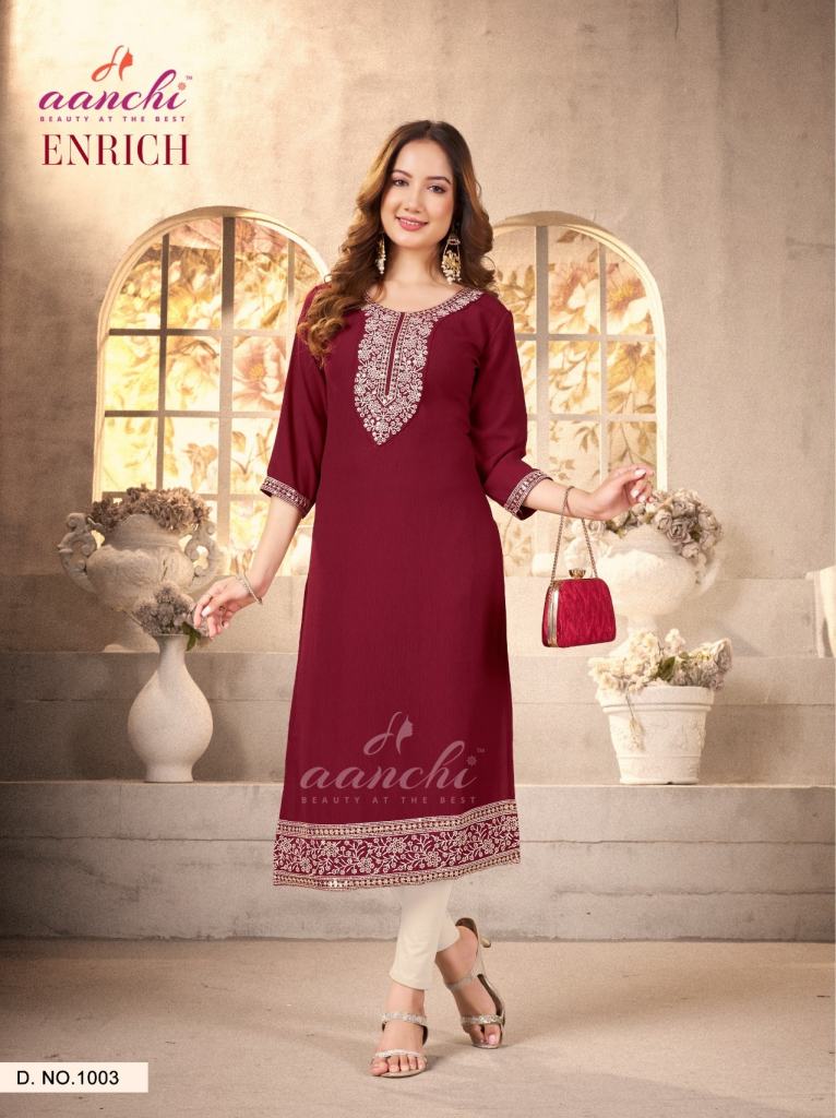 Aanchi Enrich Fancy Embroidered Kurti