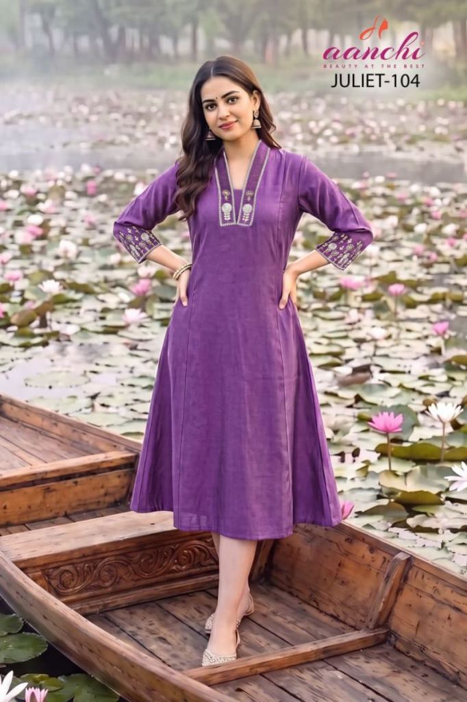 Aanchi Juliet Embroidered Flair Kurti