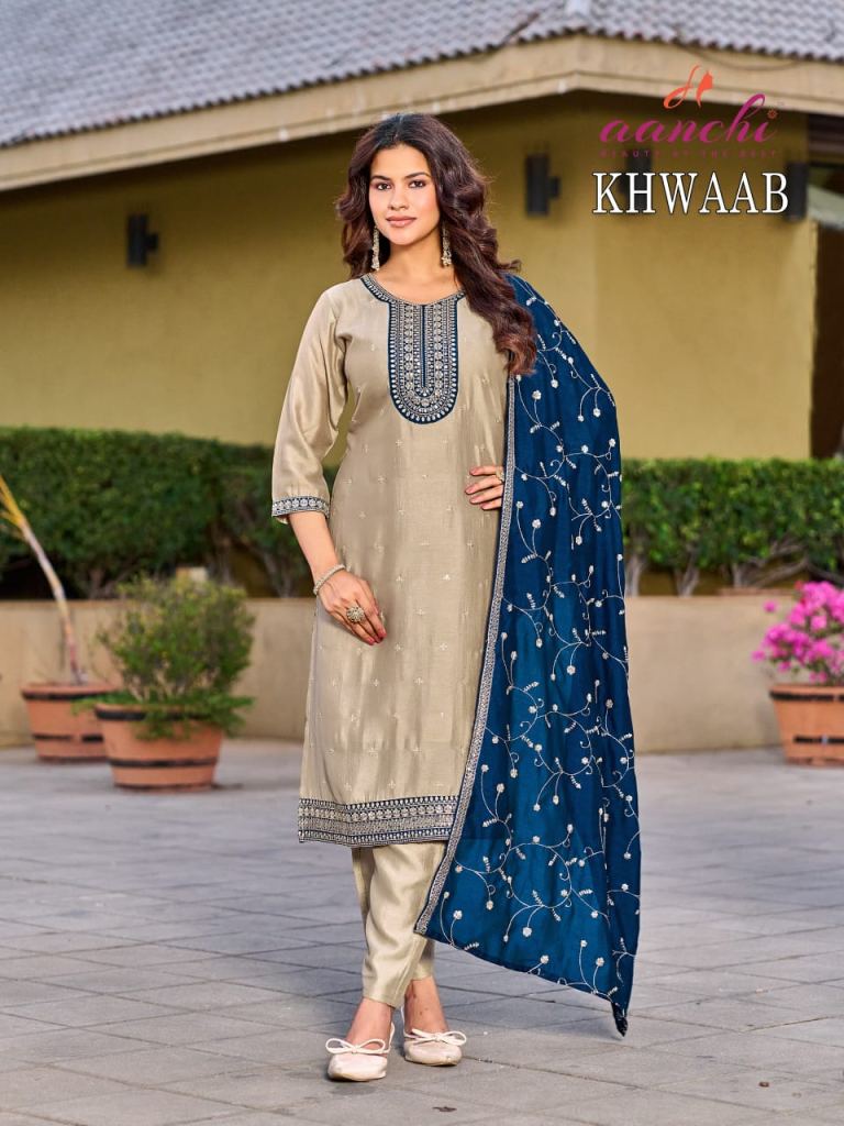 Aanchi Khwaab Embroidered Kurti With Bottom Dupatta