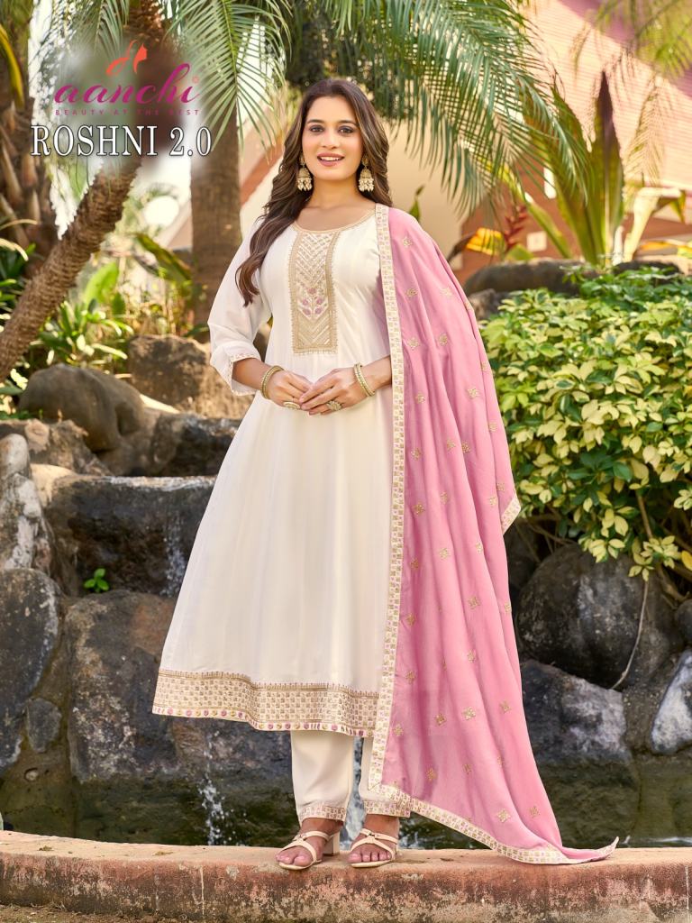 Aanchi Roshni 2 Embroidery Kurti With Bottom Dupatta