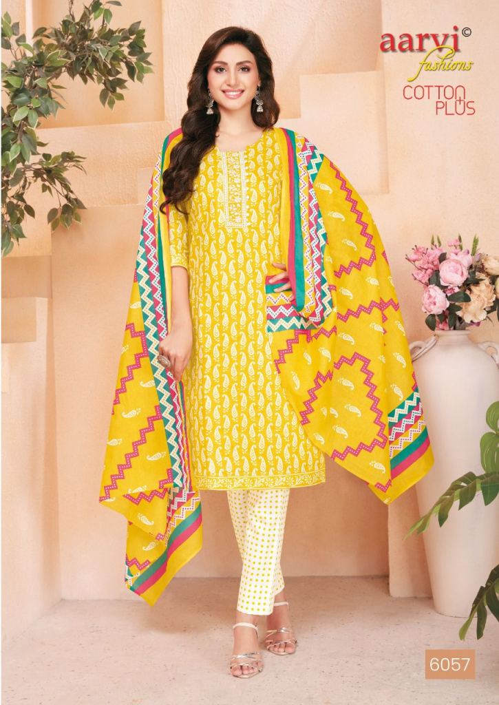 Aarvi Cotton Plus Ready Made Regular Wear cotton printed Dress Material collection