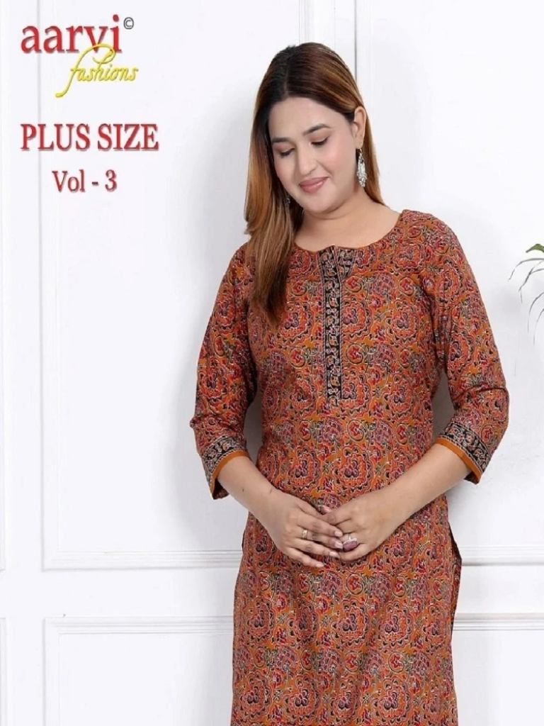 Aarvi Fashion Plus Size Vol 3 Cotton Printed Kurtis