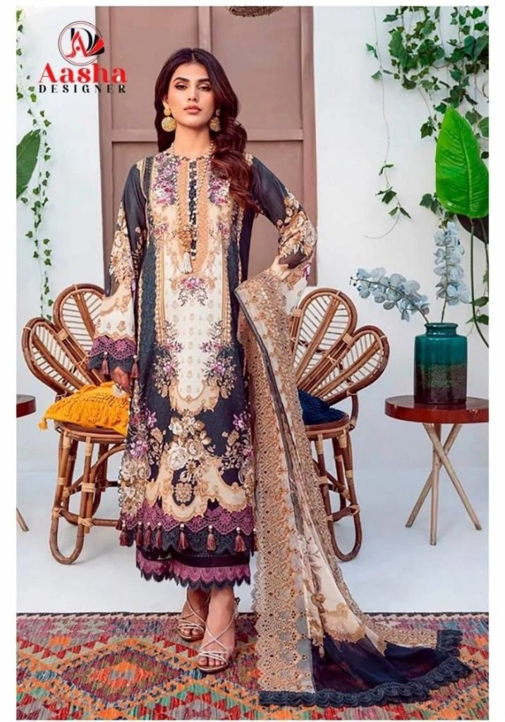 Shop Now Aasha 1047 Semi Lawn Pakisatni Salwar Kameez Collection