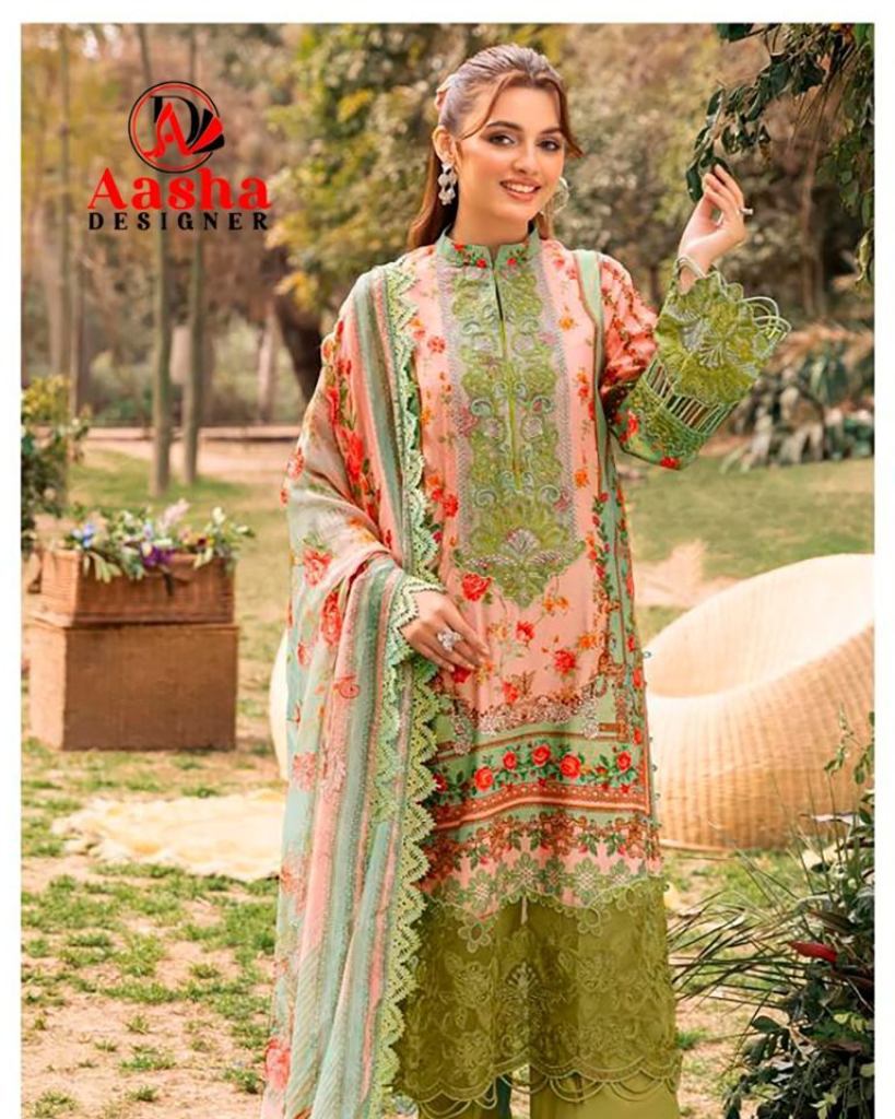 Aasha 1218 Cotton Dupatta Embroidered Salwar Kameez