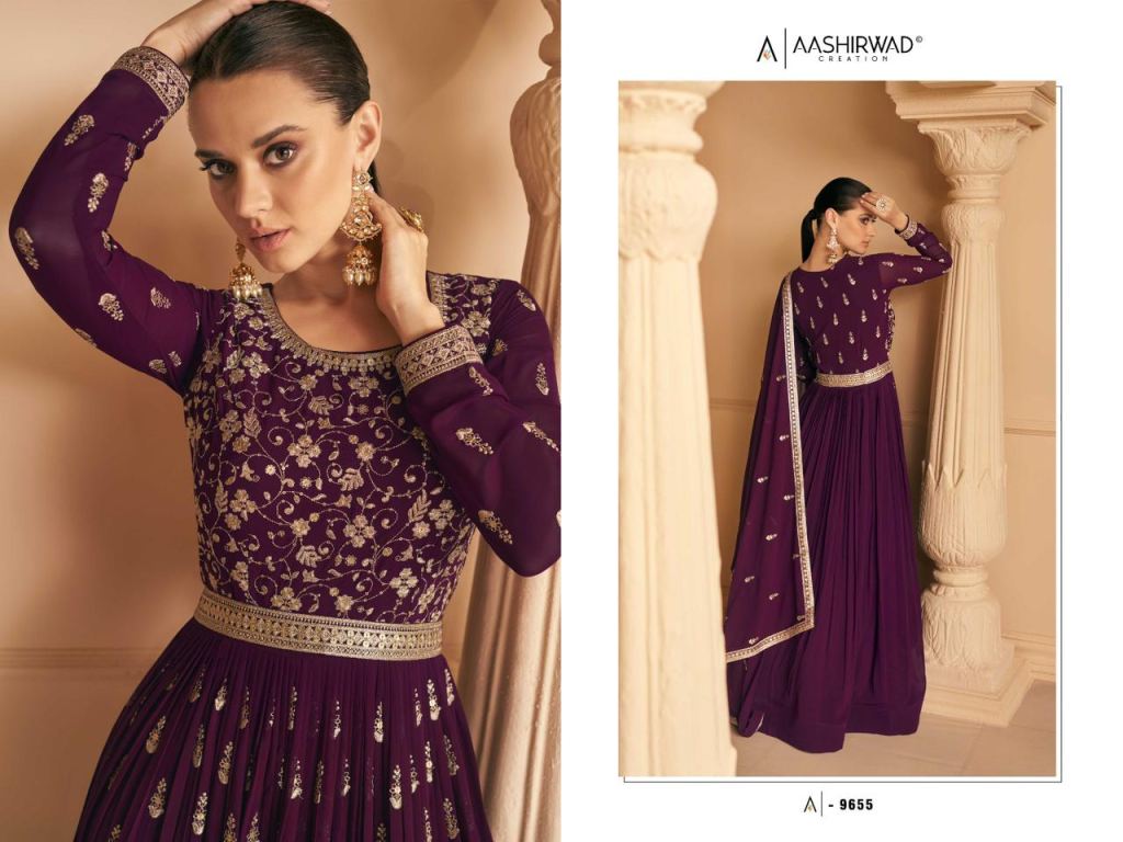 Aashirwad Gulkand Almora Designer Gown With Dupatta :textileexport