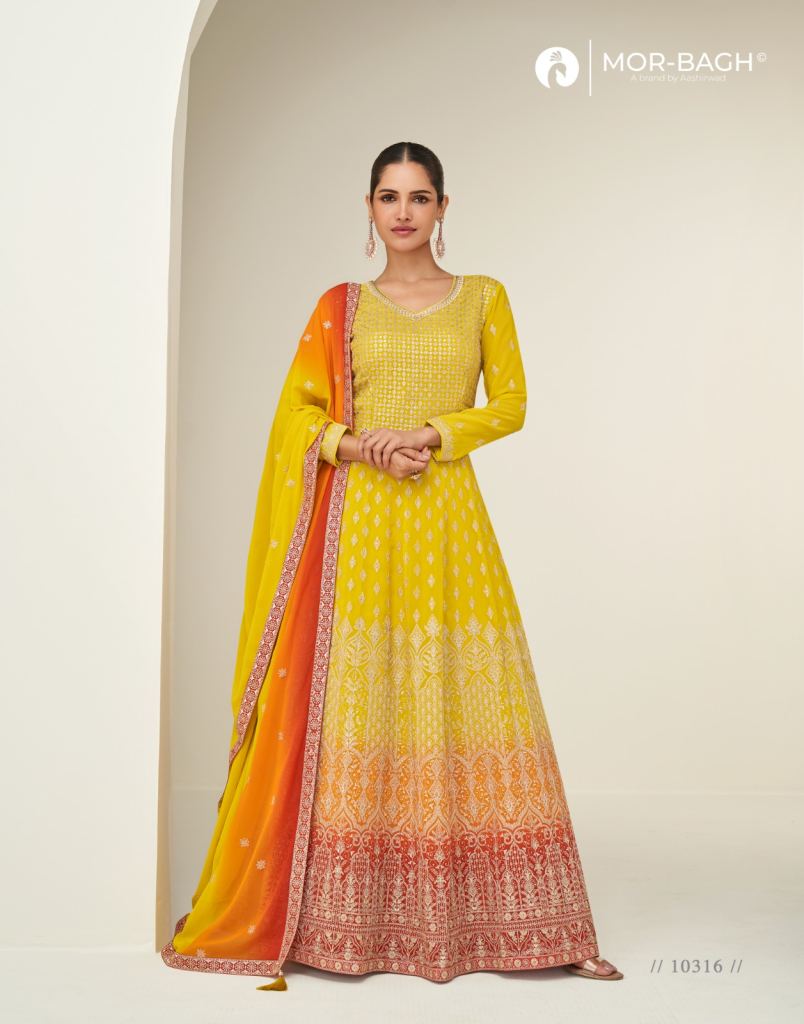Aashirwad Mor Bagh Mahi Designer Gown With Dupatta