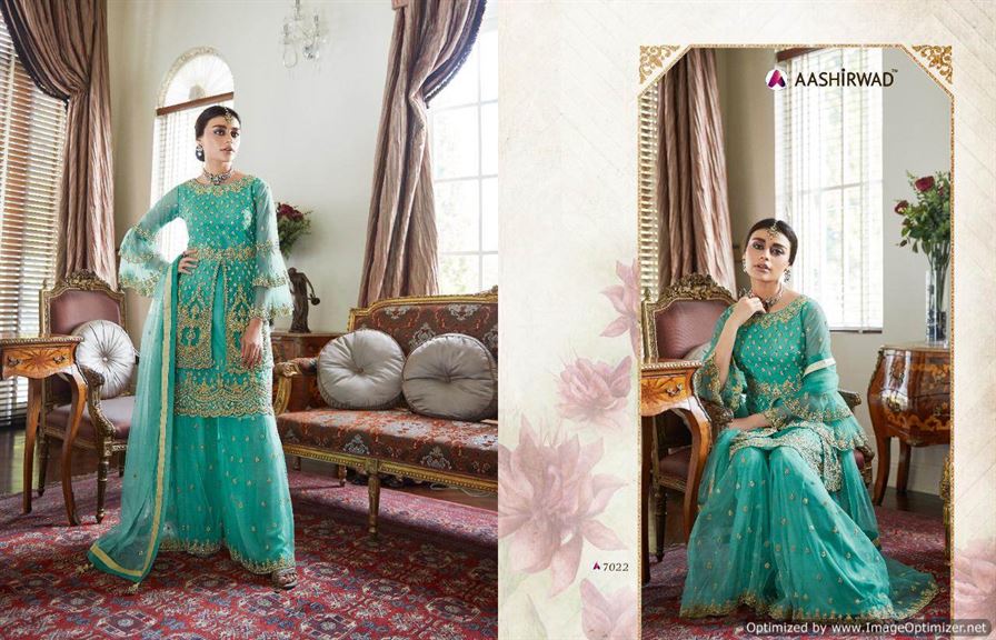 Aashirwad By Premium Sharara Designer Butterfly Net Salwar Suits