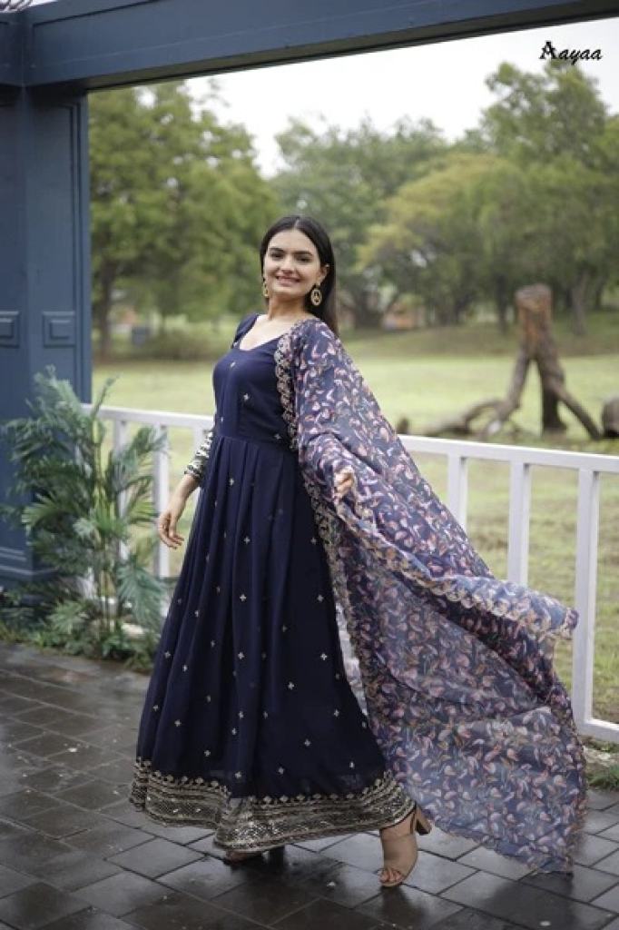 Aayaa vol 14 Faux Blooming Georgette Gown With Dupatta