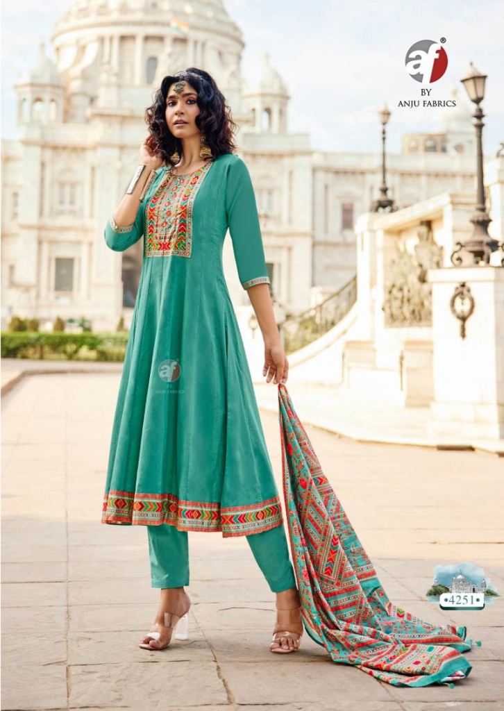 Af Cotton Kali Fancy Kurti Bottom With Dupatta