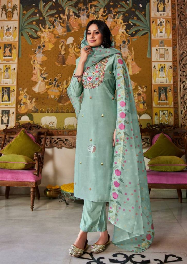 Af Golden Meadows Vol 4 Kurti Bottom With Dupatta