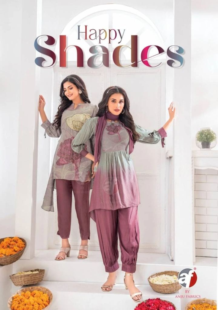 Af Happy Shades Crepe Designer Kurti With Afgani Style Pant