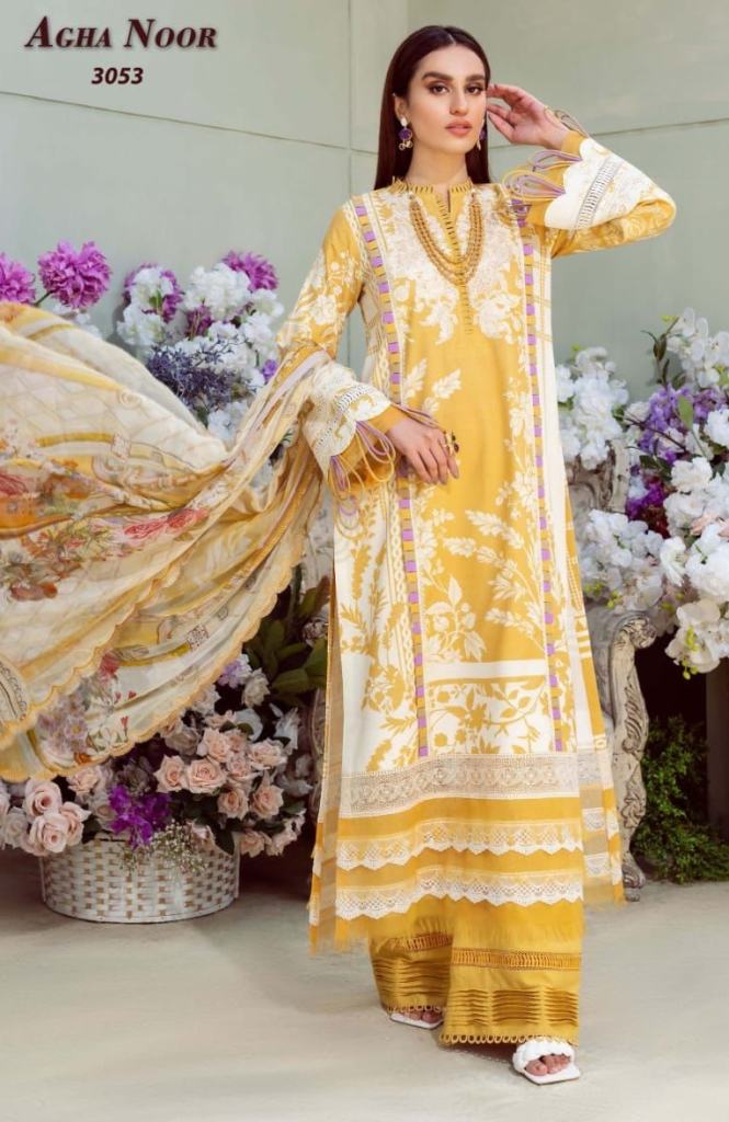 Agha Noor  vol 7 Laxury Lawn Karachi Cotton printed  Dress Material 