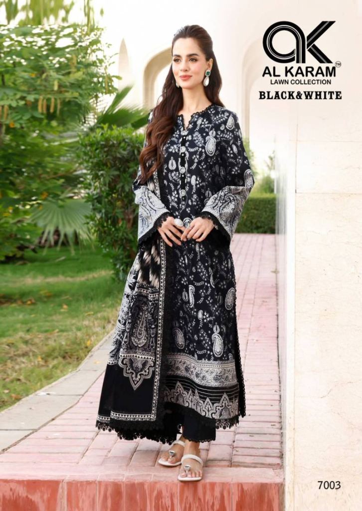 Al Karam Black And White Vol 07 Dress Material