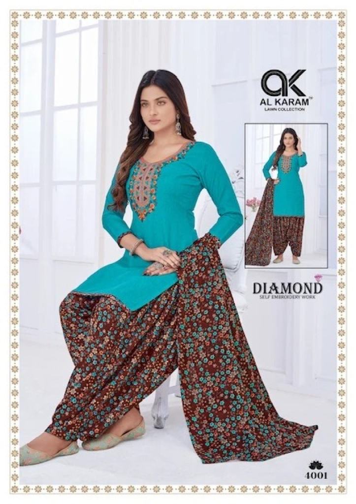 Al Karam Diamond Vol 4 Soft Cotton Karachi Dress Material